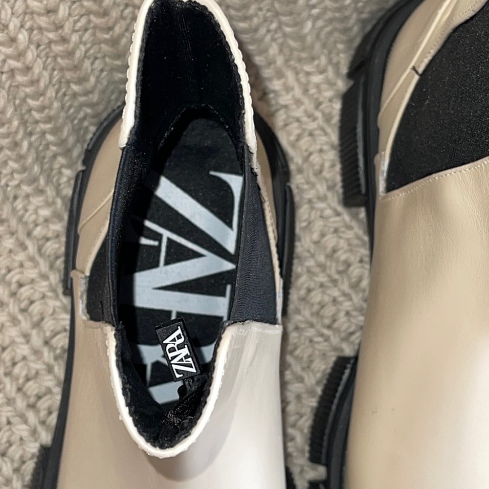 NWT Zara Off White Chelsea Leather Boot Sz 6.5/7 - Picture 8 of 16